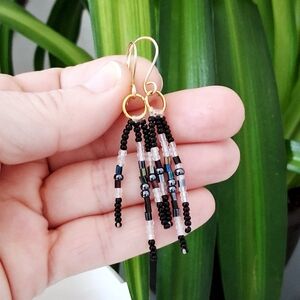 Chic Black and Gold Dangle Earrings
